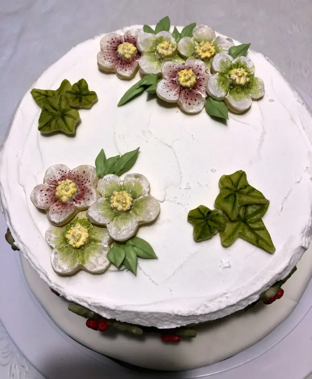Christmas cake with hellebores